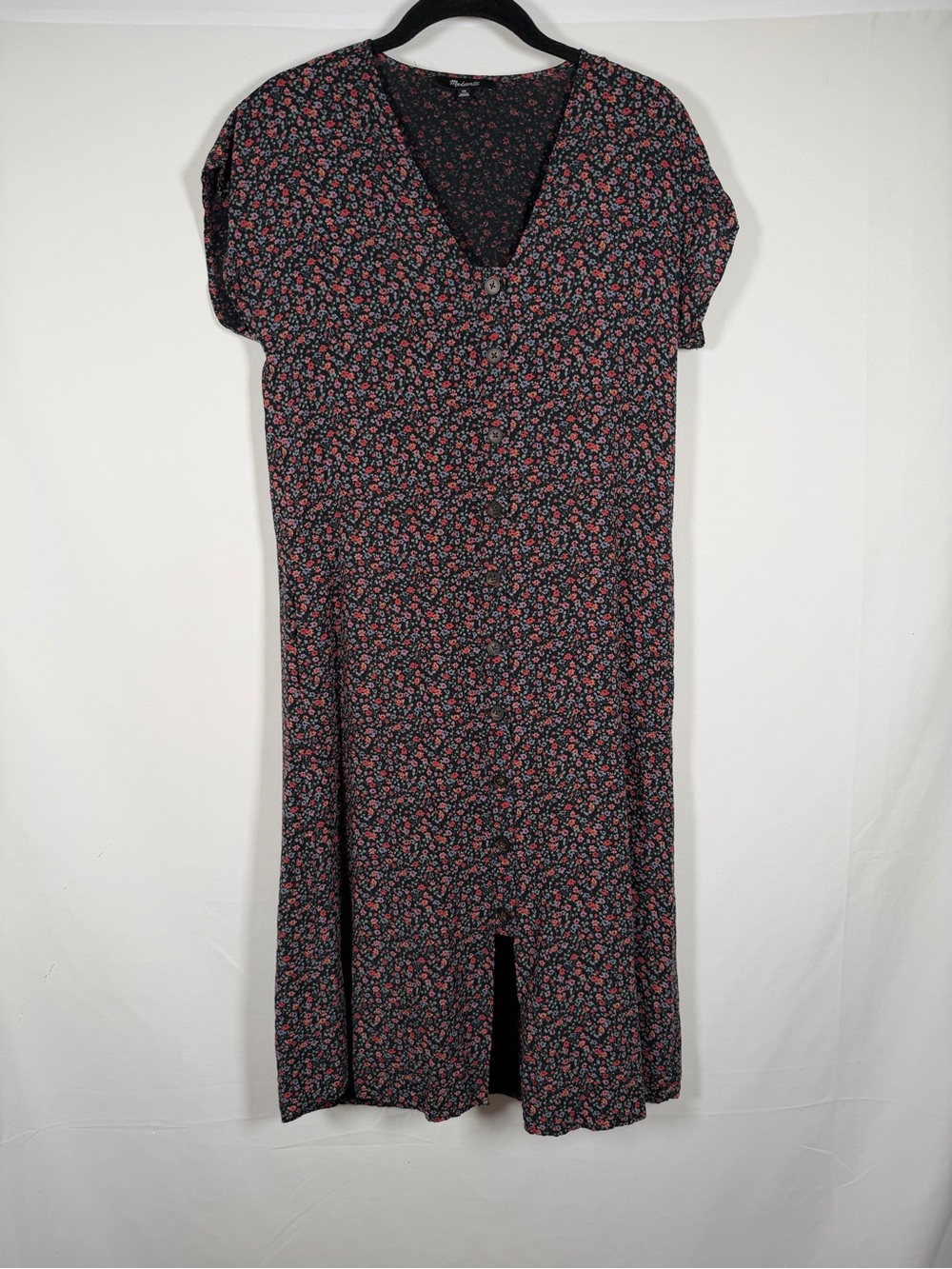Madewell Micro Floral V-Neck Midi Button Down Dress Cottagecore